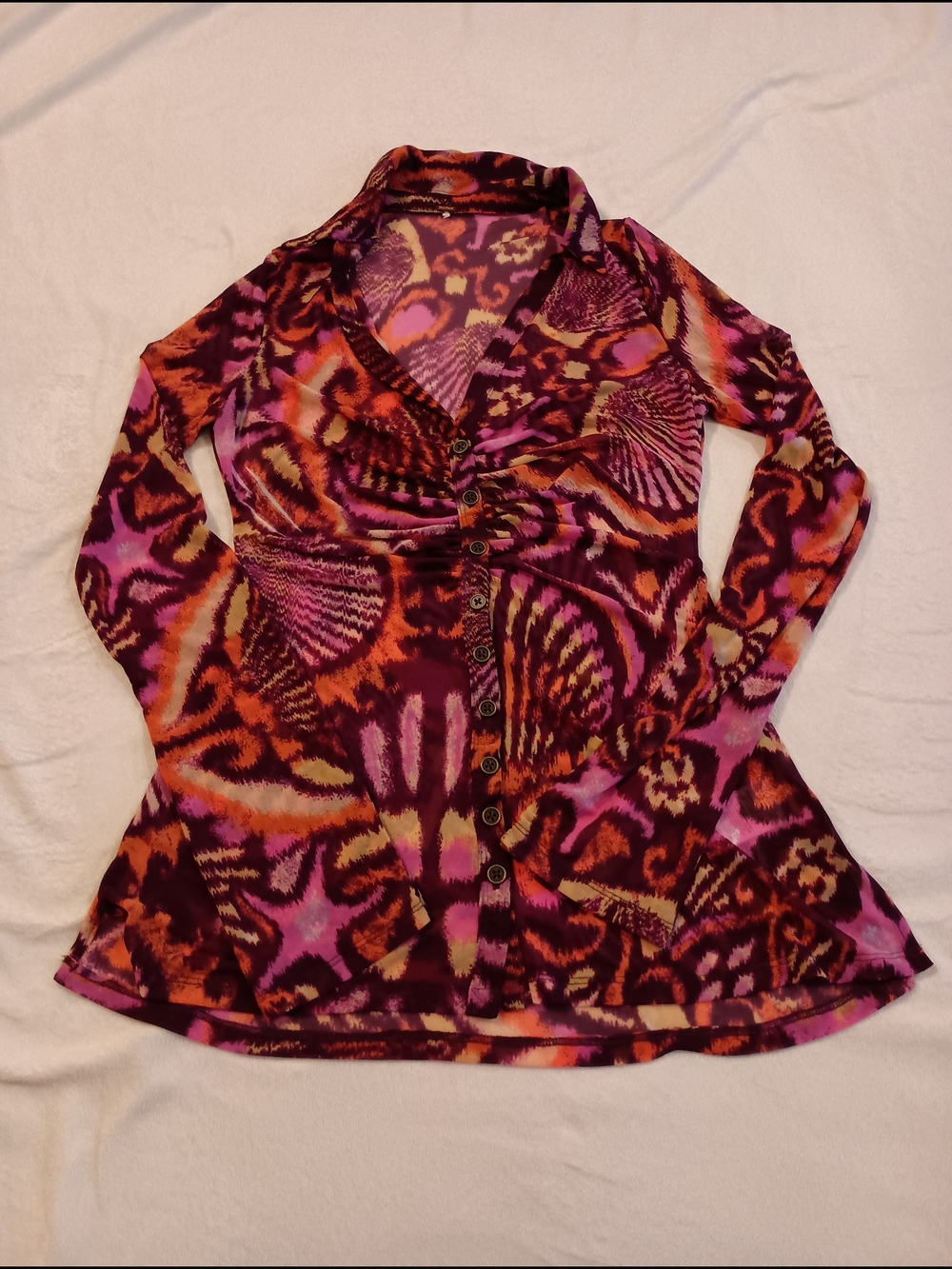 Free People Lucky Shirtee Whimsical Mesh Top Women's Size Small Retro